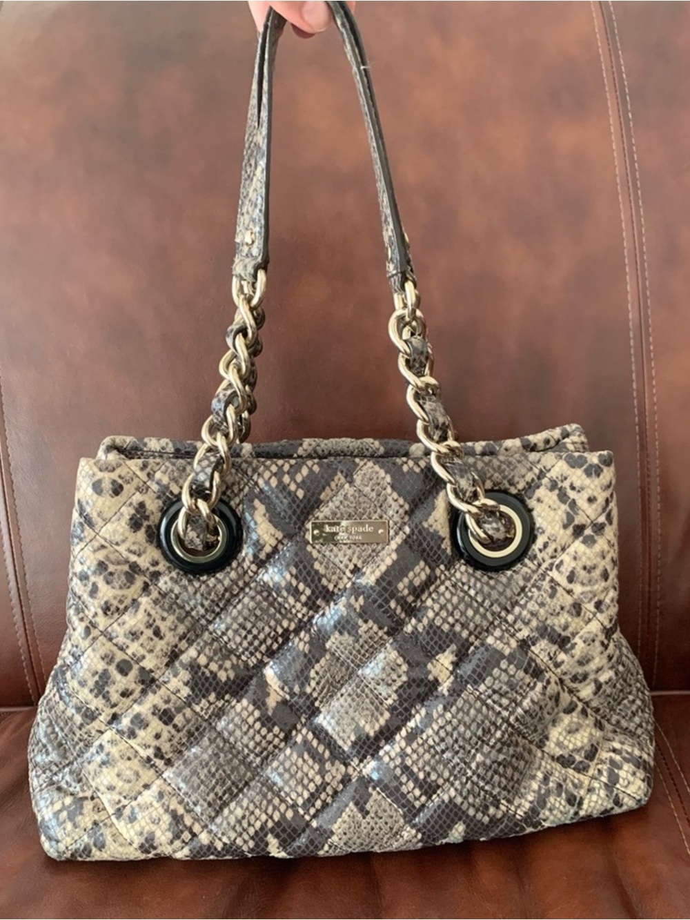 Kate Spade Maryanne Gold Coast Snake Skin Python Bag - Medium